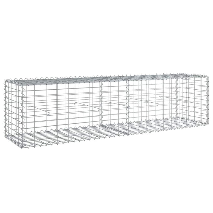 gabionkurv med cover 200x50x50 cm galvaniseret jern