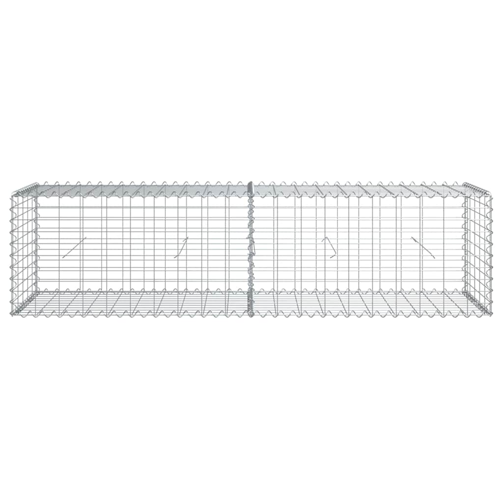gabionkurv med cover 200x50x50 cm galvaniseret jern