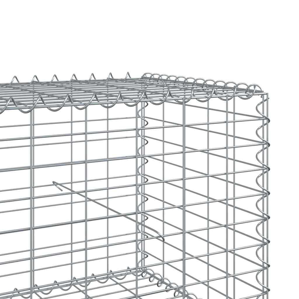 gabionkurv med cover 200x50x50 cm galvaniseret jern