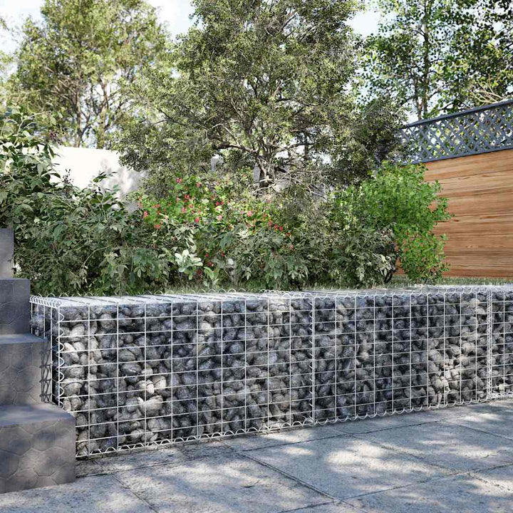 gabionkurv med cover 200x50x50 cm galvaniseret jern