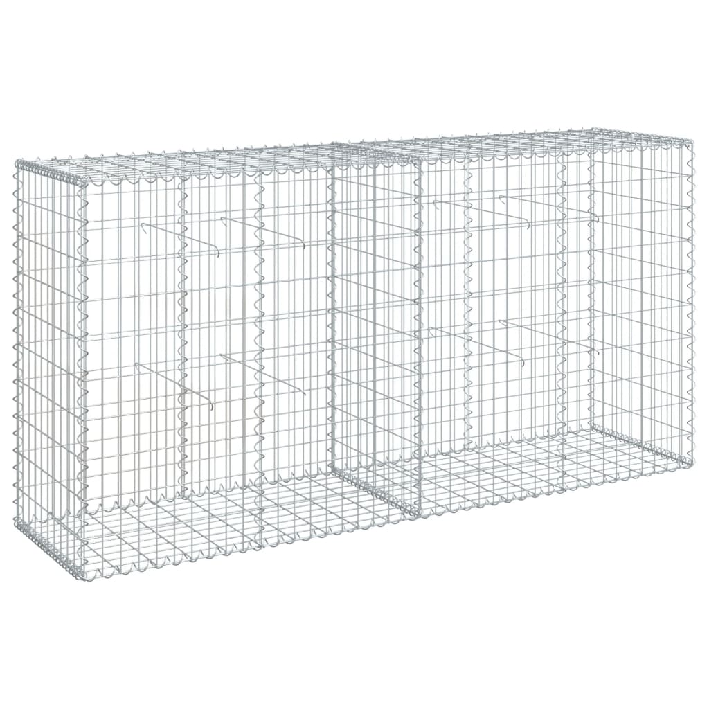 gabionkurv med cover 200x50x100 cm galvaniseret jern