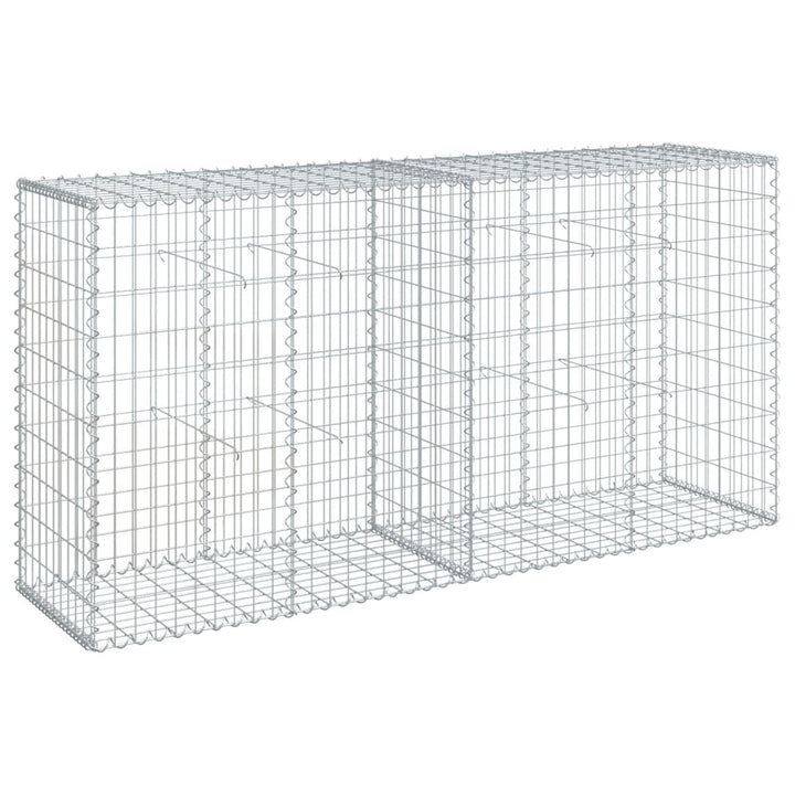 gabionkurv med cover 200x50x100 cm galvaniseret jern