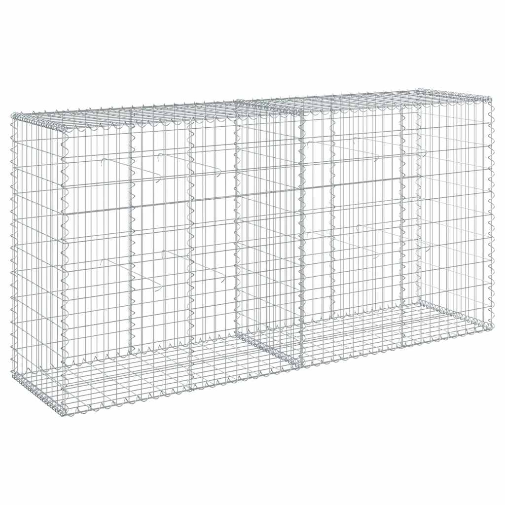 gabionkurv med cover 200x50x100 cm galvaniseret jern