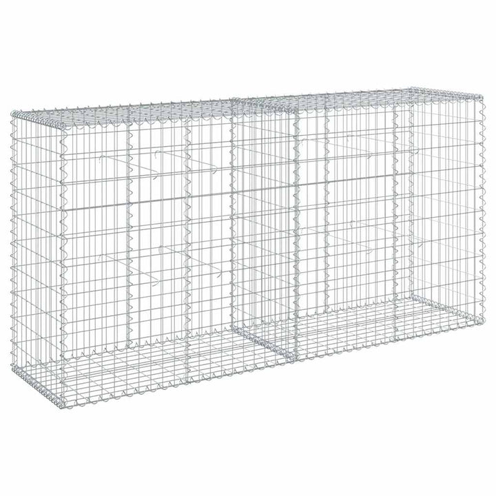 gabionkurv med cover 200x50x100 cm galvaniseret jern