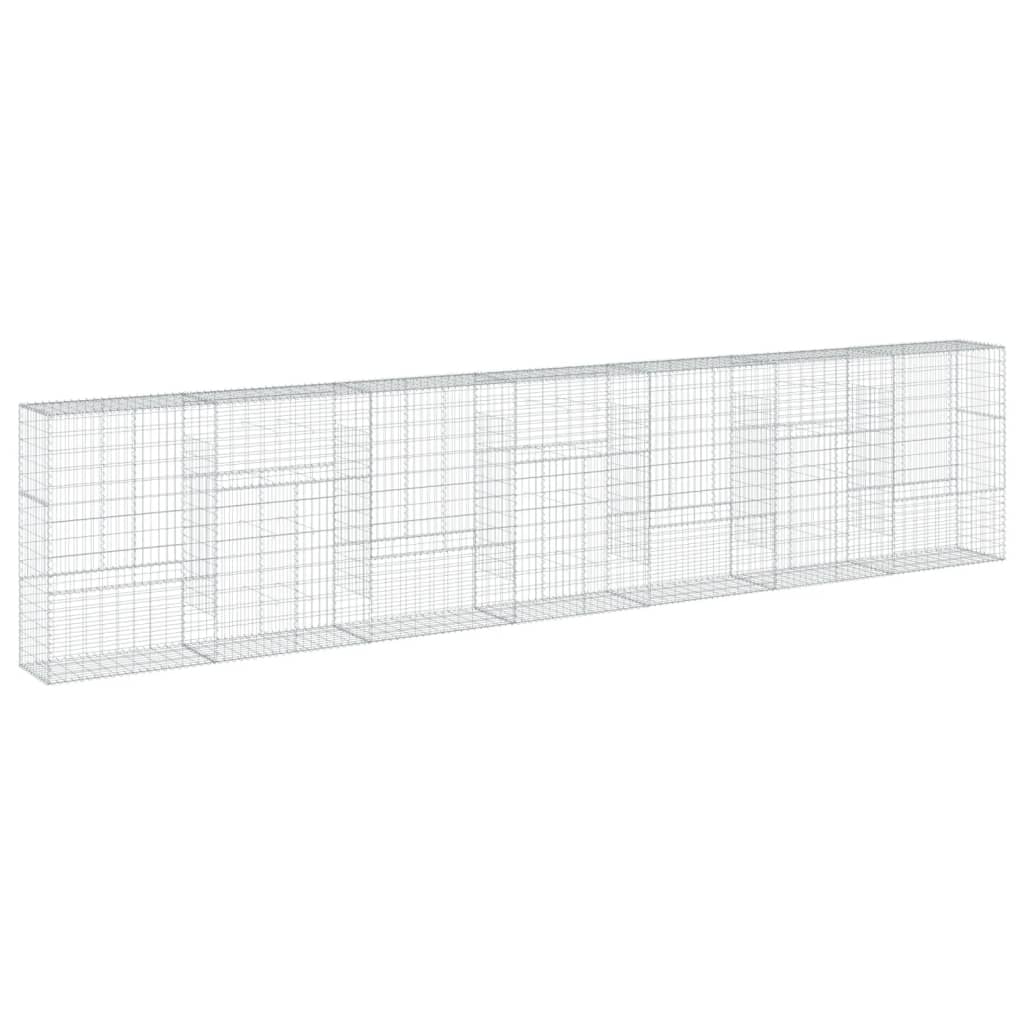 gabionkurv med cover 700x50x150 cm galvaniseret jern