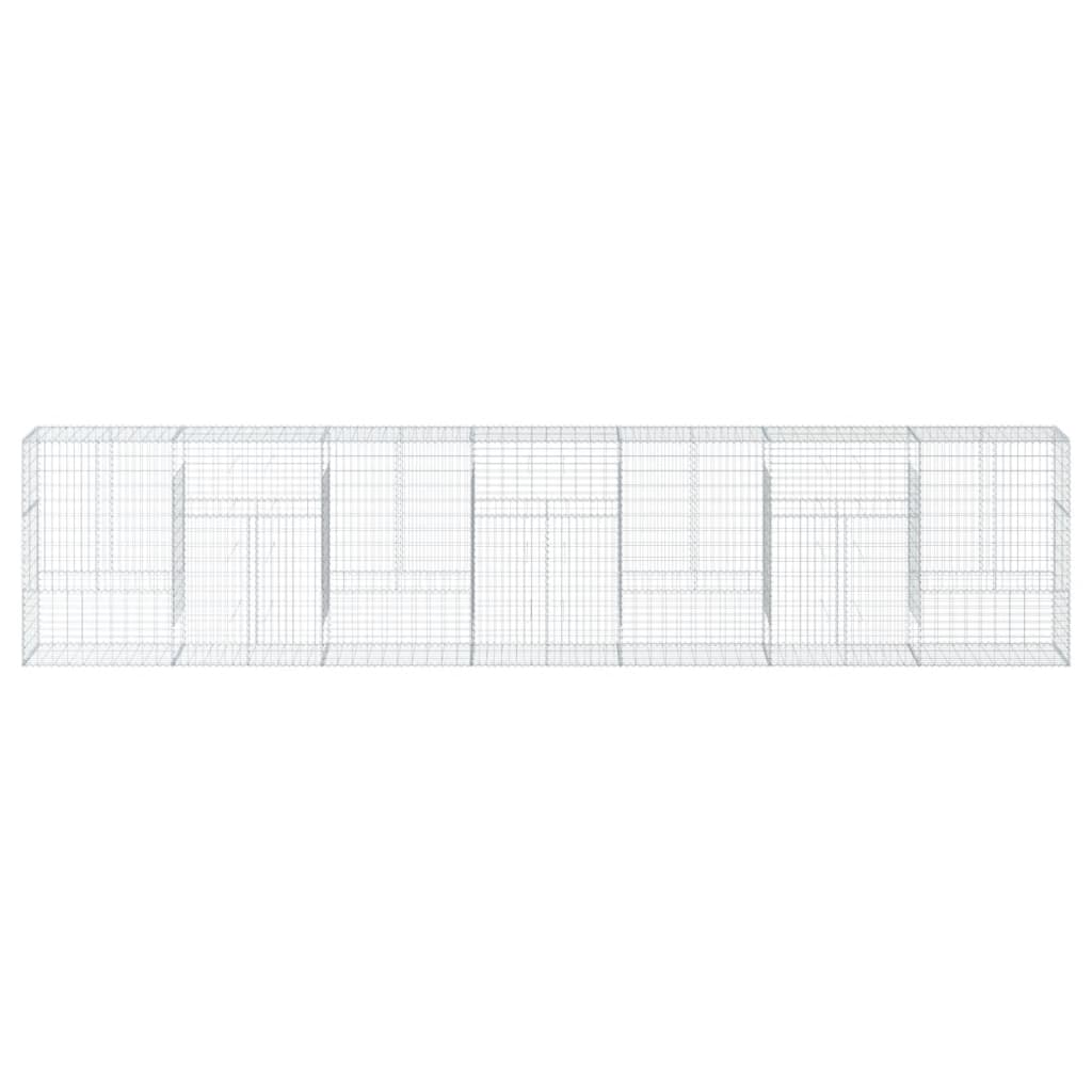 gabionkurv med cover 700x50x150 cm galvaniseret jern