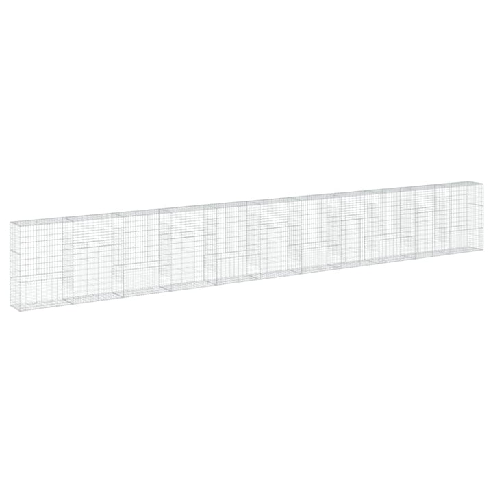 gabionkurv med cover 1100x50x150 cm galvaniseret jern