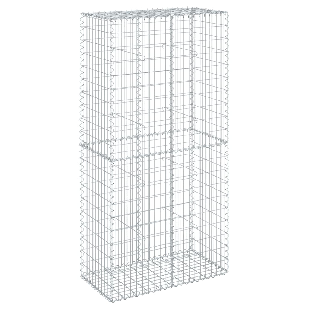 gabionkurv med cover 100x50x200 cm galvaniseret jern