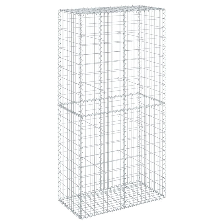 gabionkurv med cover 100x50x200 cm galvaniseret jern