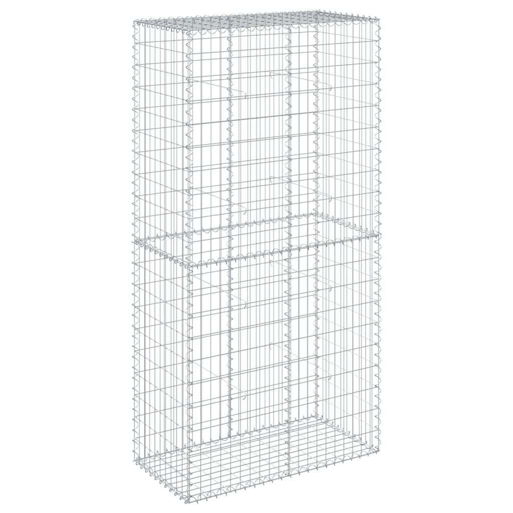 gabionkurv med cover 100x50x200 cm galvaniseret jern