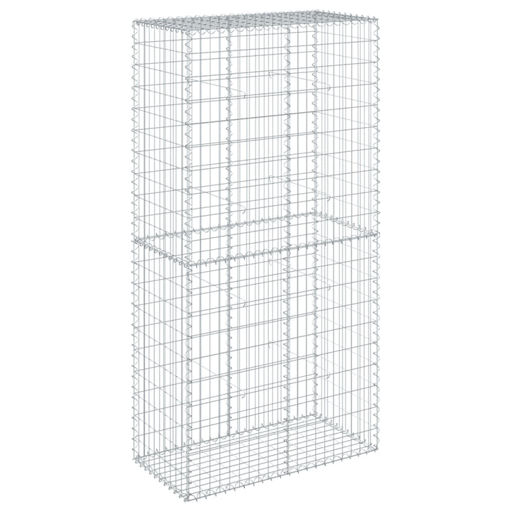 gabionkurv med cover 100x50x200 cm galvaniseret jern