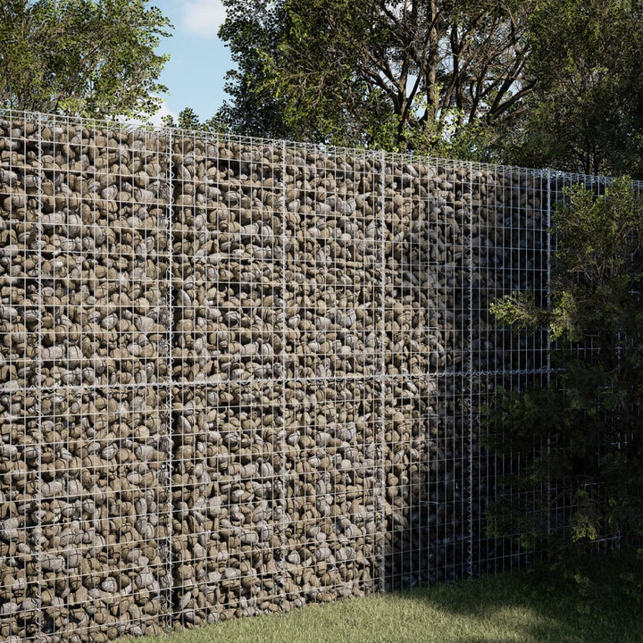 gabionkurv med cover 100x50x200 cm galvaniseret jern