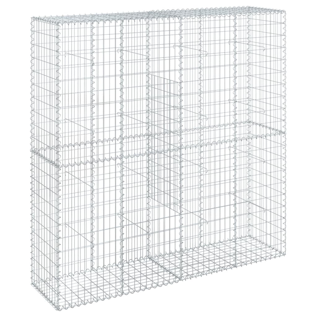 gabionkurv med cover 200x50x200 cm galvaniseret jern