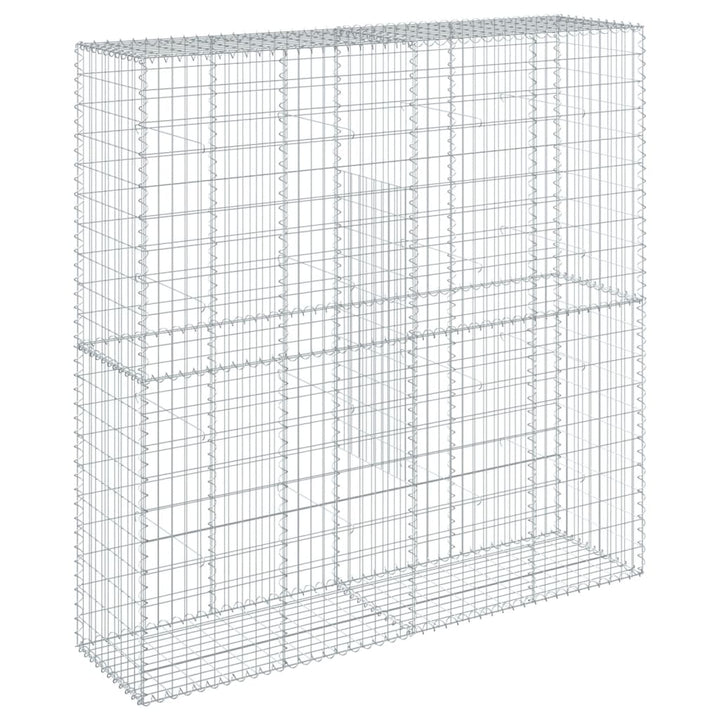 gabionkurv med cover 200x50x200 cm galvaniseret jern