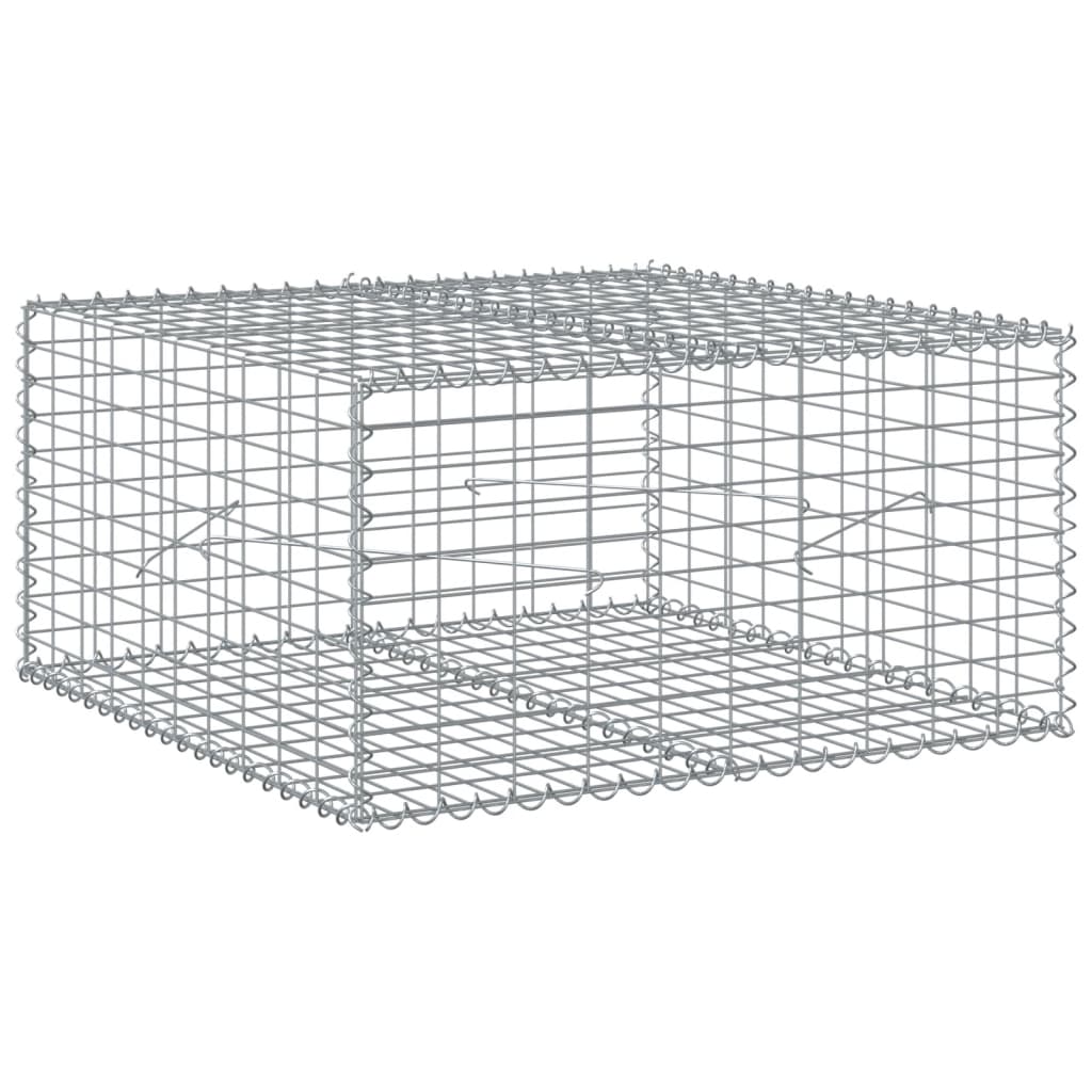 gabionkurv med cover 100x100x50 cm galvaniseret jern