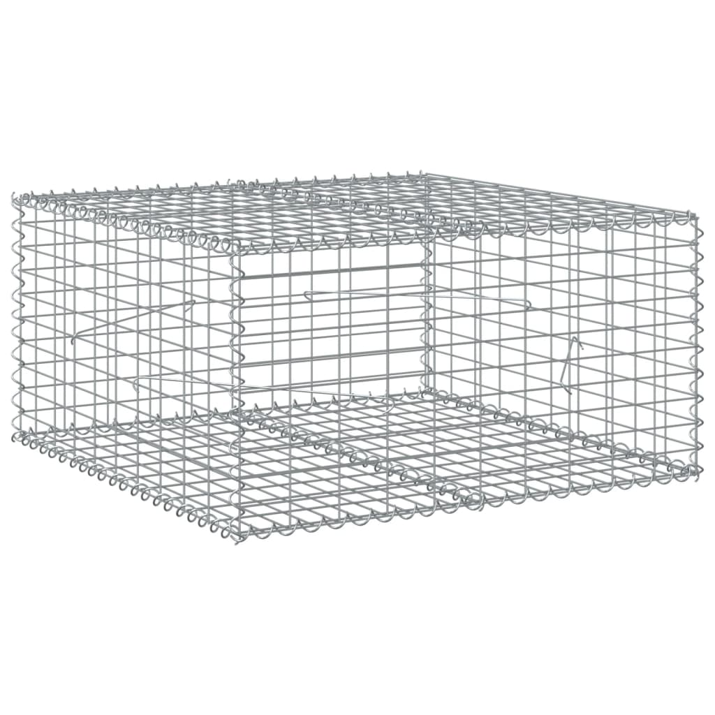 gabionkurv med cover 100x100x50 cm galvaniseret jern