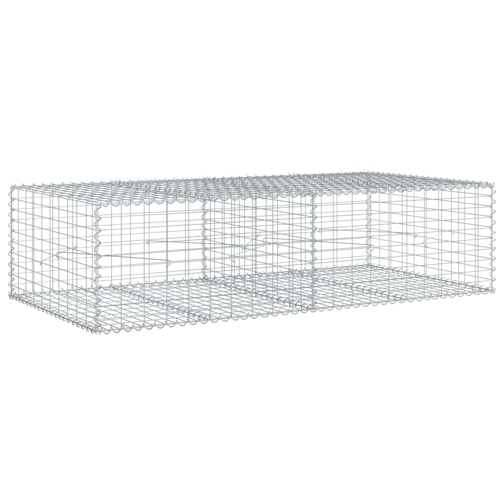 gabionkurv med cover 200x100x50 cm galvaniseret jern