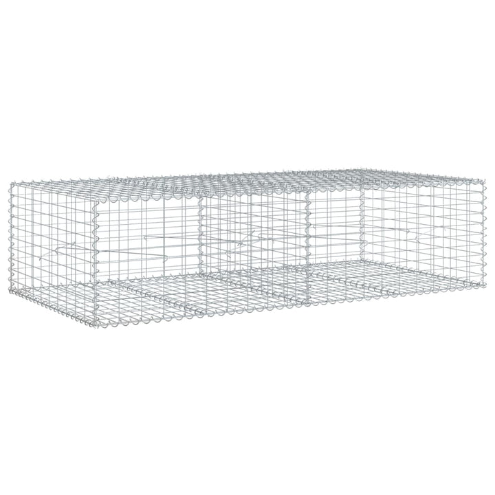 gabionkurv med cover 200x100x50 cm galvaniseret jern