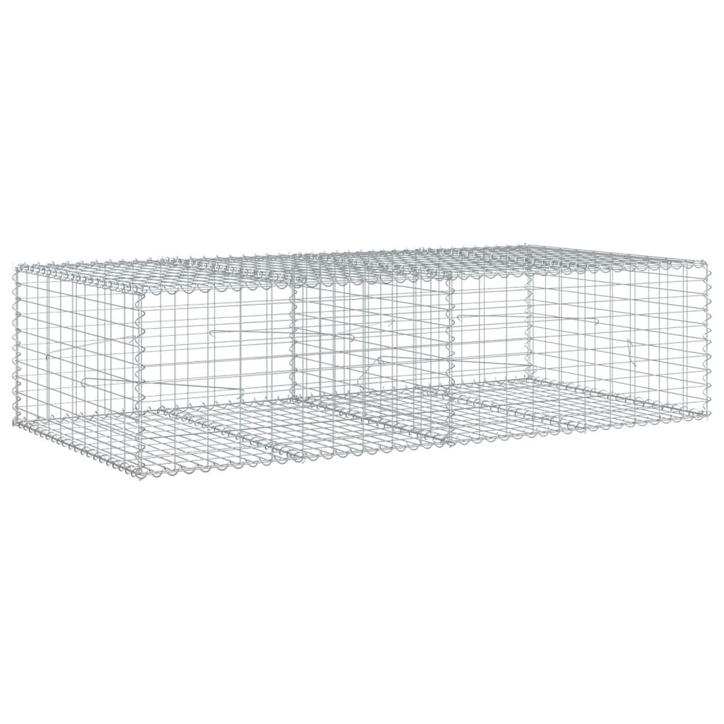 gabionkurv med cover 200x100x50 cm galvaniseret jern