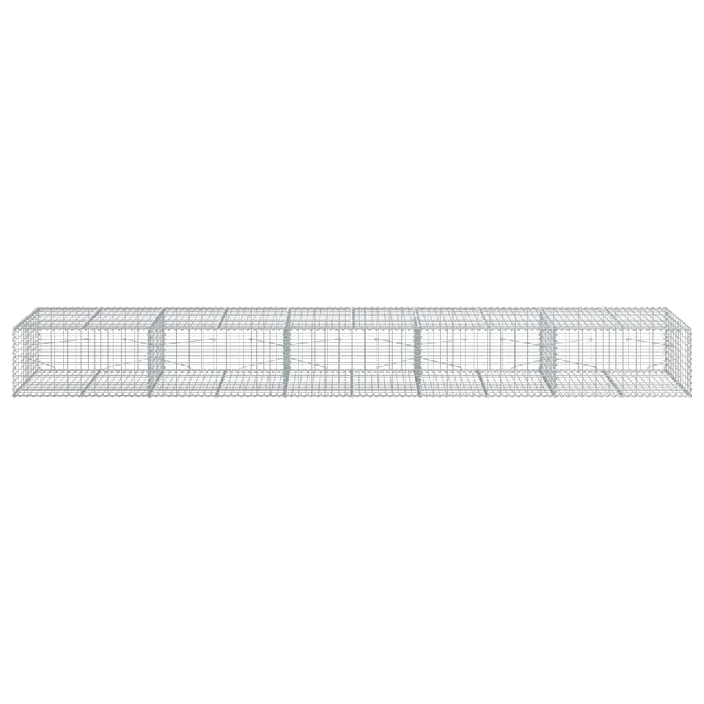 gabionkurv med cover 500x100x50 cm galvaniseret jern