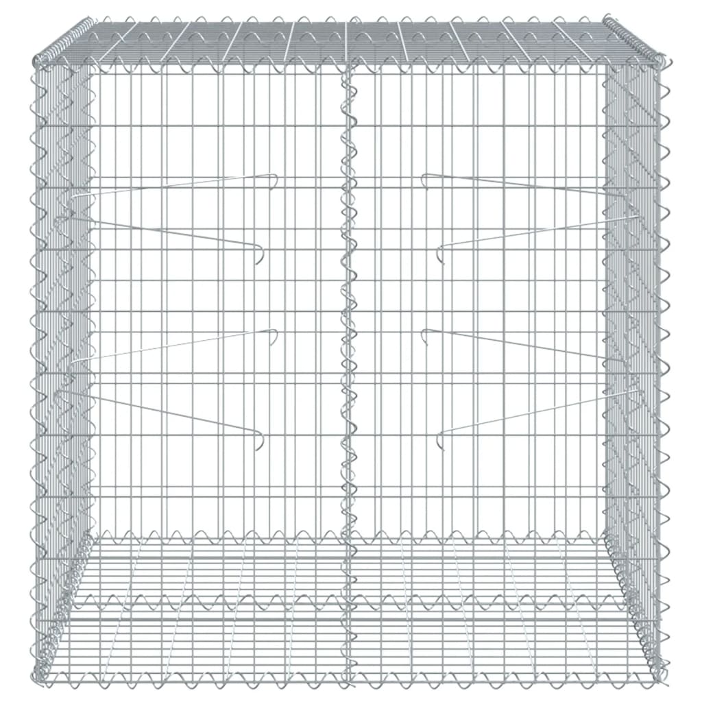 gabionkurv med cover 100x100x100 cm galvaniseret jern