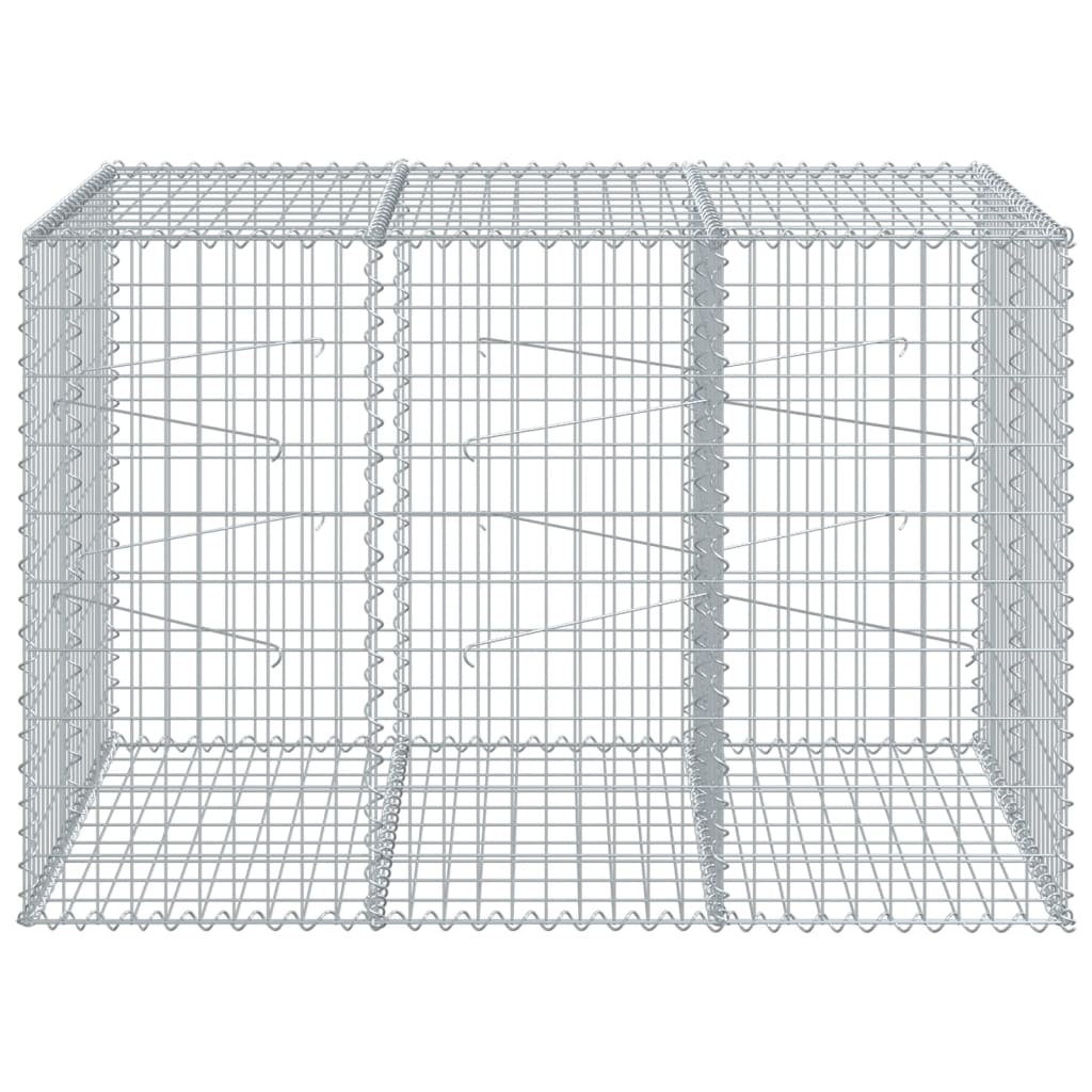 gabionkurv med cover 150x100x100 cm galvaniseret jern