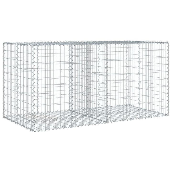 gabionkurv med cover 200x100x100 cm galvaniseret jern