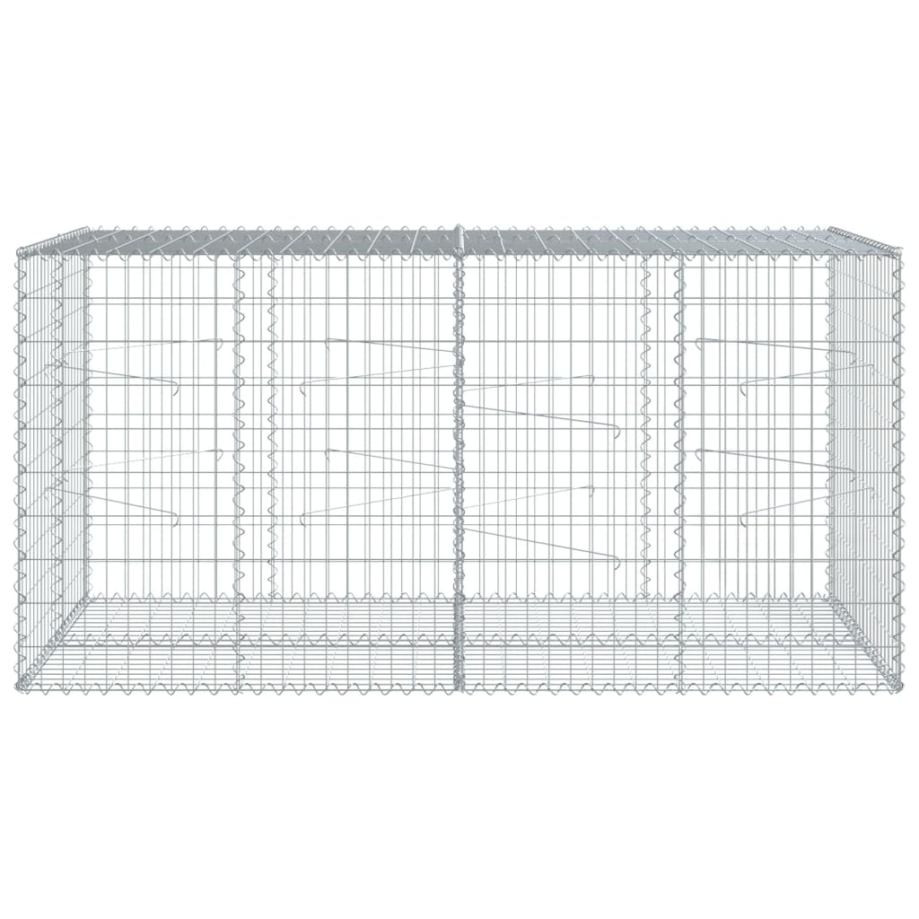 gabionkurv med cover 200x100x100 cm galvaniseret jern