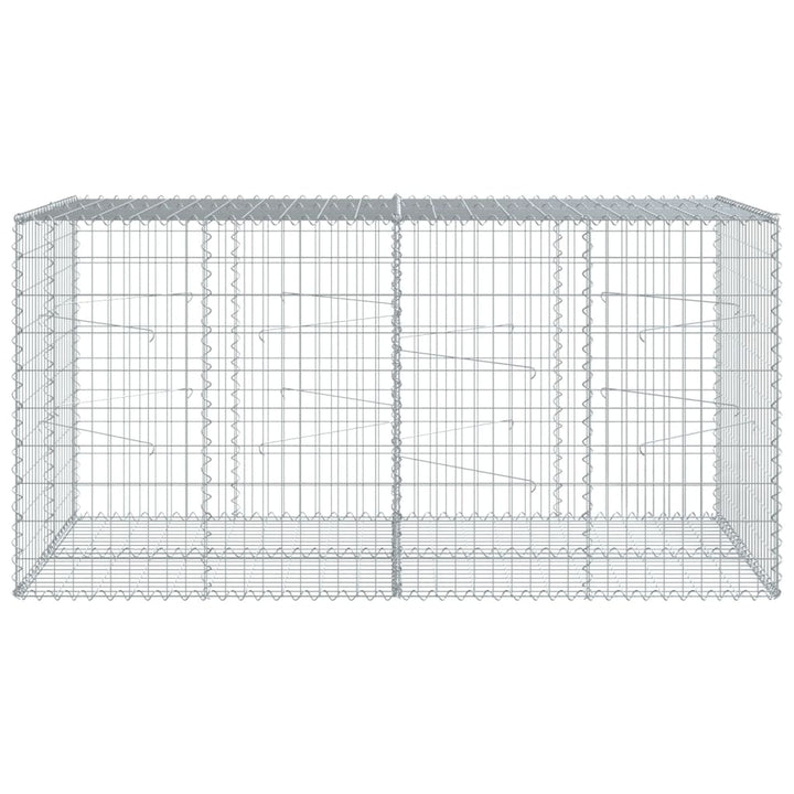 gabionkurv med cover 200x100x100 cm galvaniseret jern
