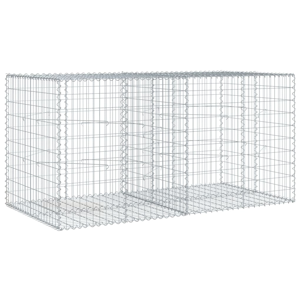 gabionkurv med cover 200x100x100 cm galvaniseret jern