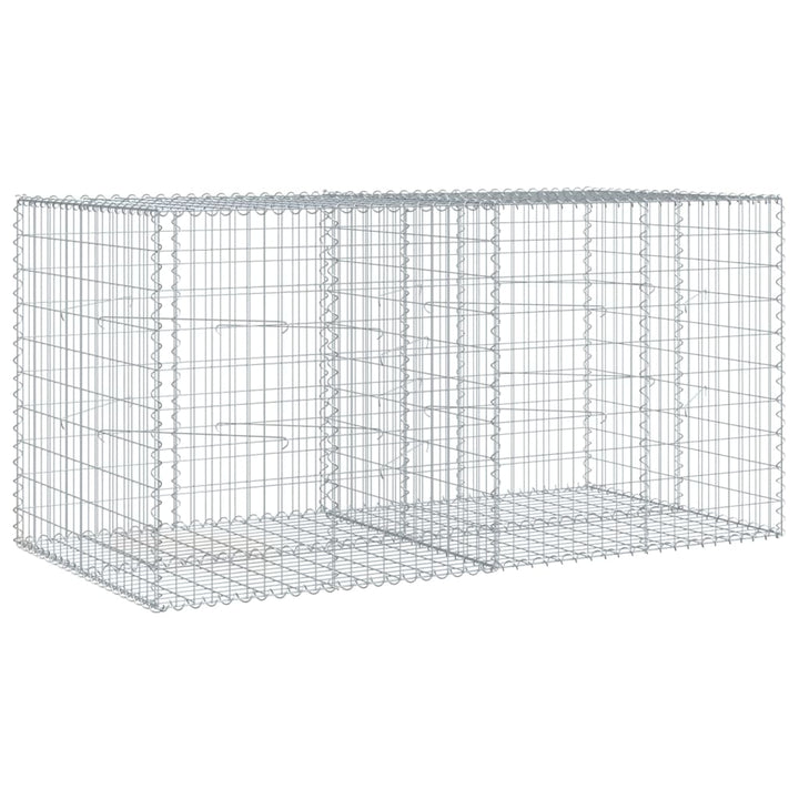 gabionkurv med cover 200x100x100 cm galvaniseret jern
