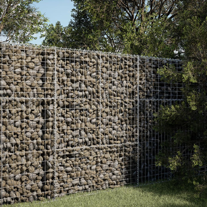 gabionkurv med cover 100x100x150 cm galvaniseret jern