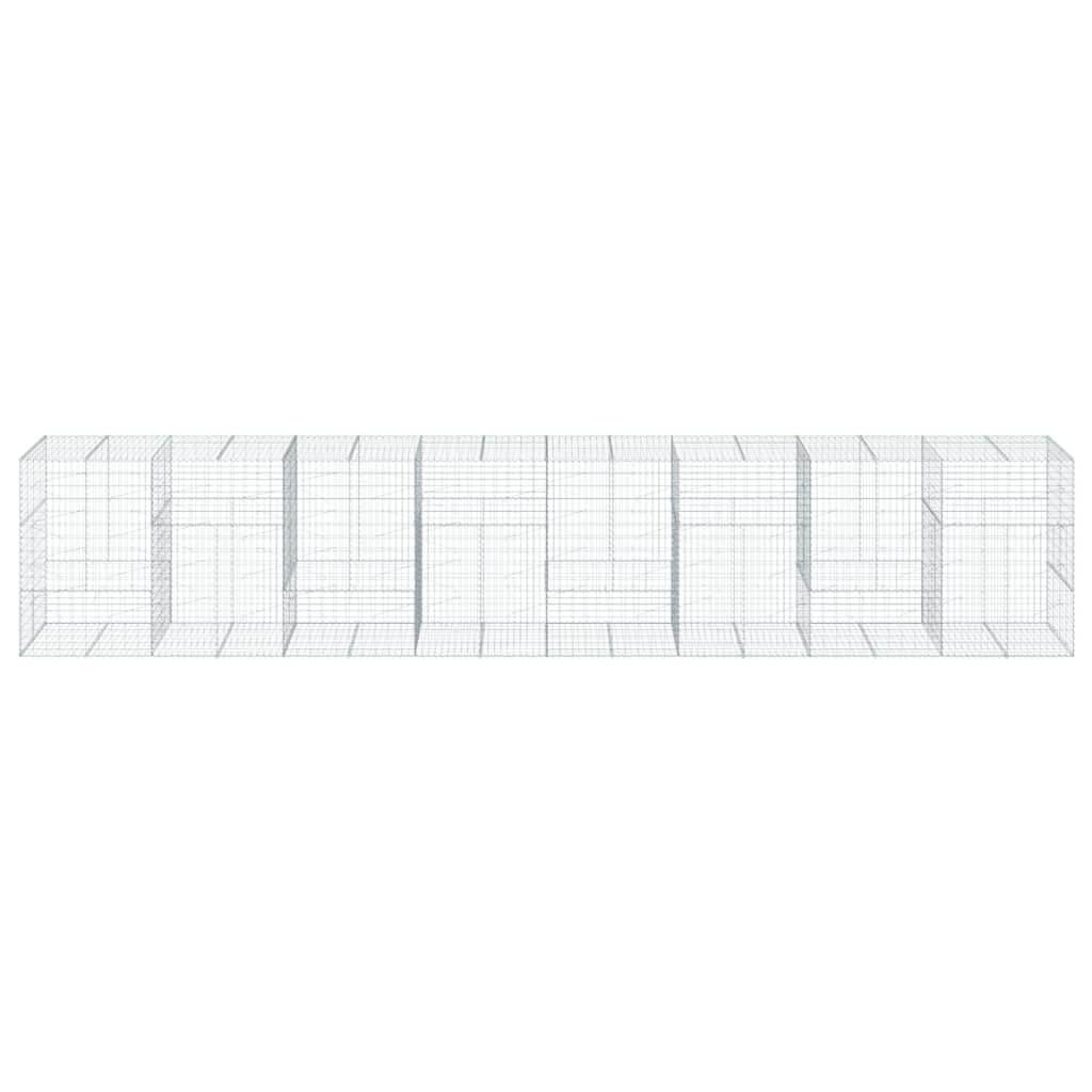gabionkurv med cover 800x100x150 cm galvaniseret jern