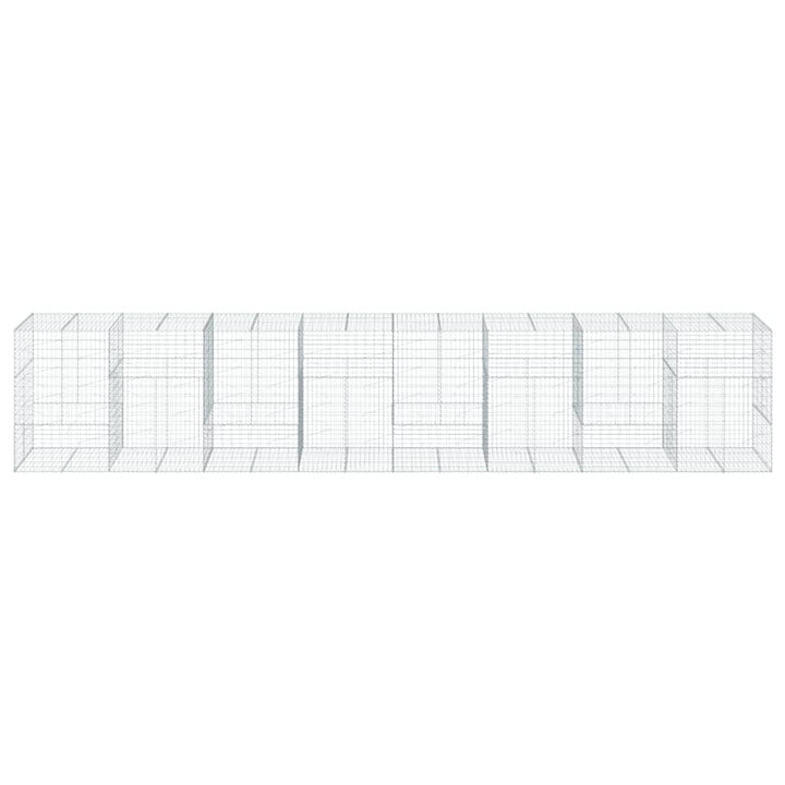 gabionkurv med cover 800x100x150 cm galvaniseret jern