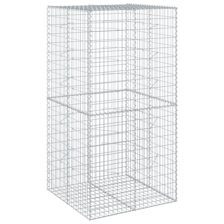 gabionkurv med cover 100x100x200 cm galvaniseret jern