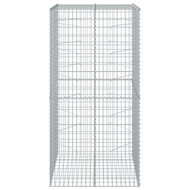 gabionkurv med cover 100x100x200 cm galvaniseret jern