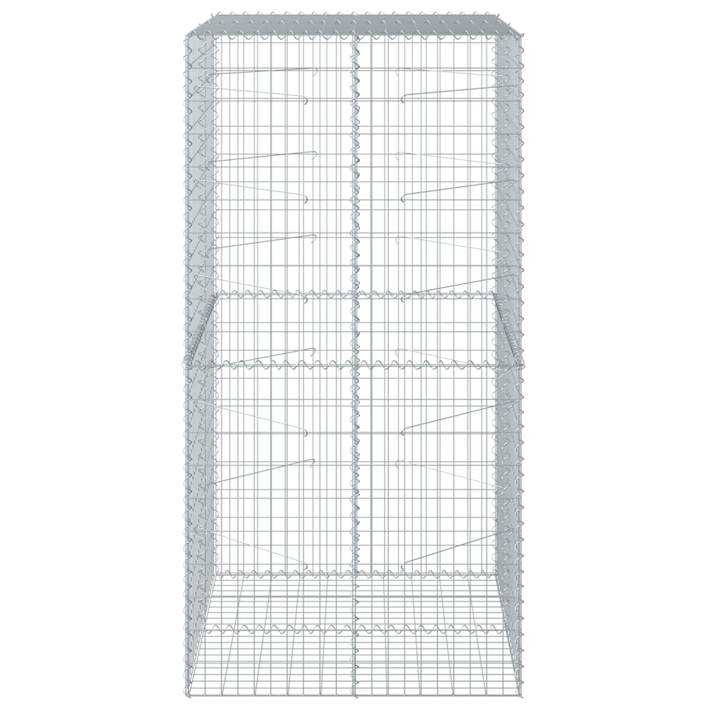 gabionkurv med cover 100x100x200 cm galvaniseret jern