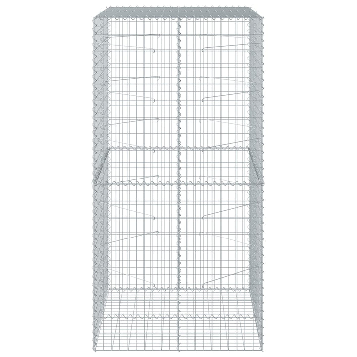gabionkurv med cover 100x100x200 cm galvaniseret jern