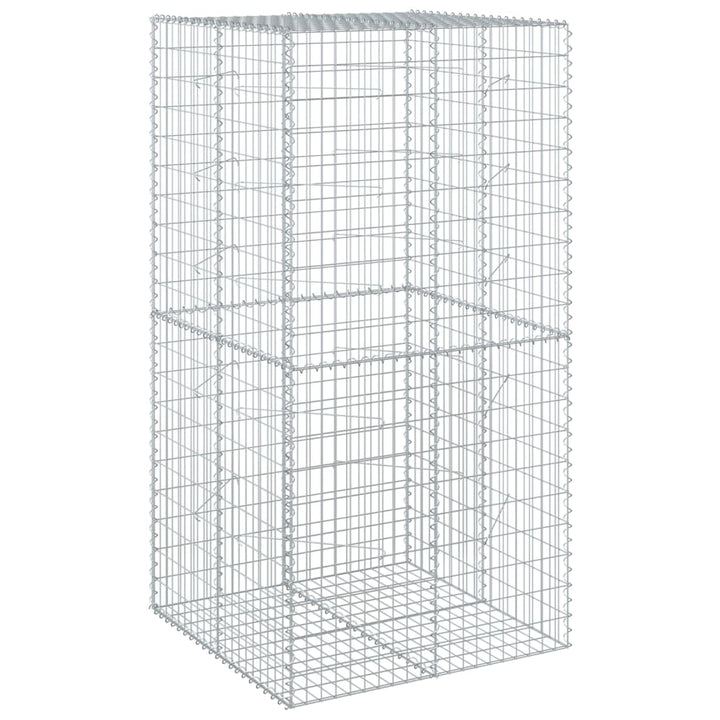 gabionkurv med cover 100x100x200 cm galvaniseret jern