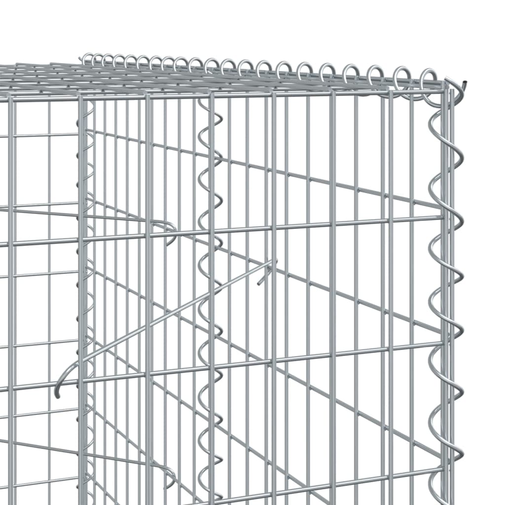 gabionkurv med cover 100x100x200 cm galvaniseret jern