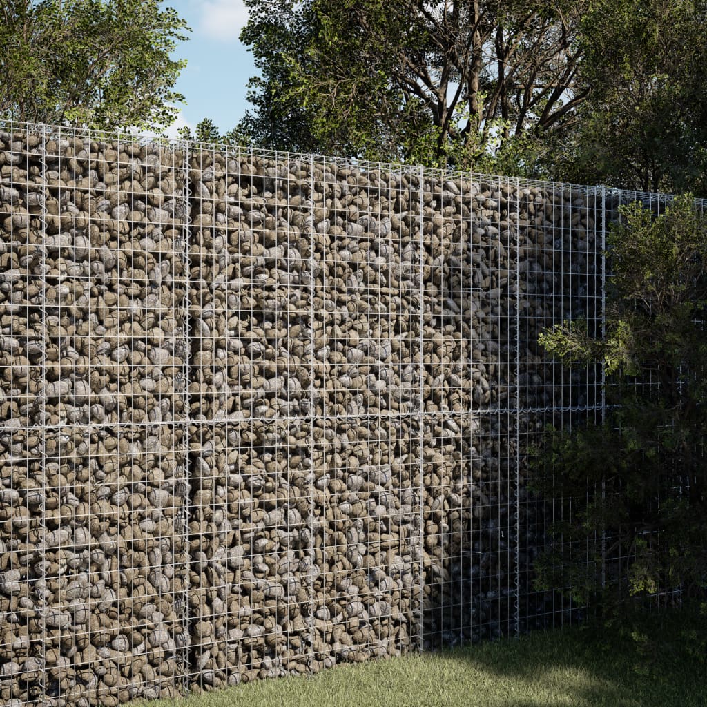 gabionkurv med cover 100x100x200 cm galvaniseret jern