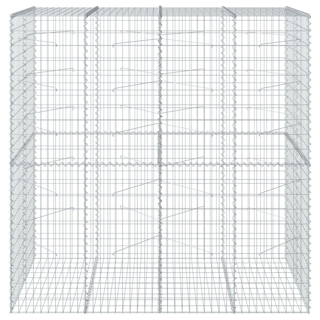 gabionkurv med cover 200x100x200 cm galvaniseret jern