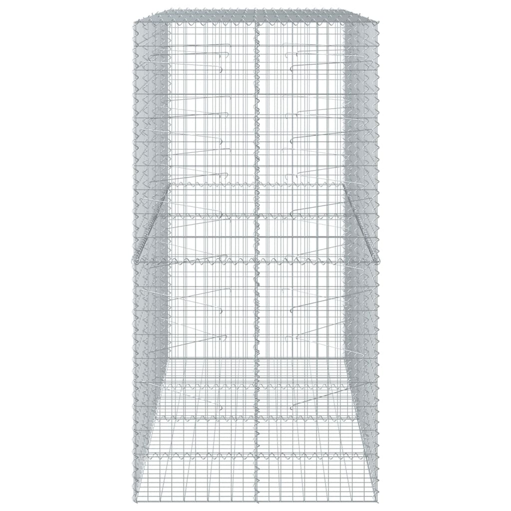gabionkurv med cover 200x100x200 cm galvaniseret jern