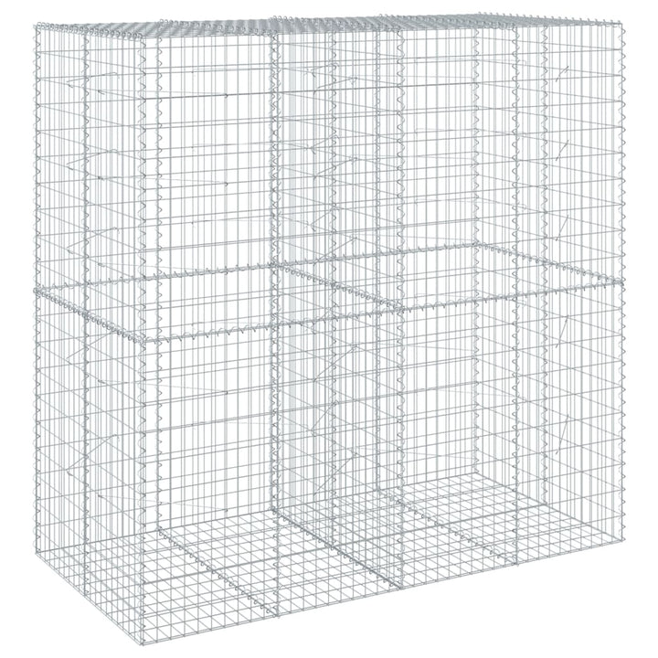gabionkurv med cover 200x100x200 cm galvaniseret jern