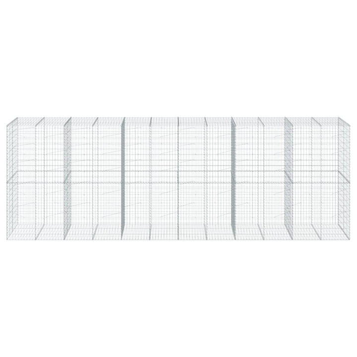 gabionkurv med cover 600x100x200 cm galvaniseret jern