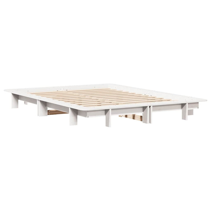sengeramme uden madras 150x200 cm massivt fyrretræ hvid