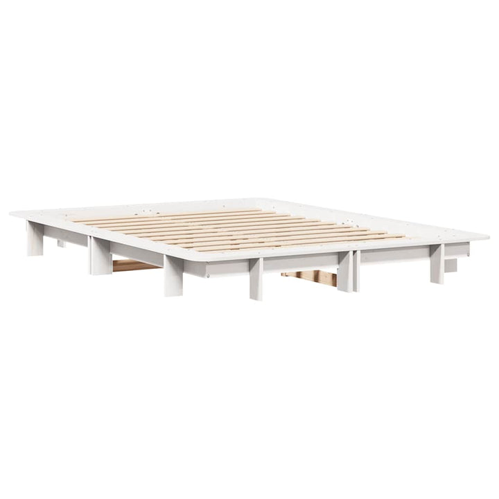 sengeramme uden madras 150x200 cm massivt fyrretræ hvid