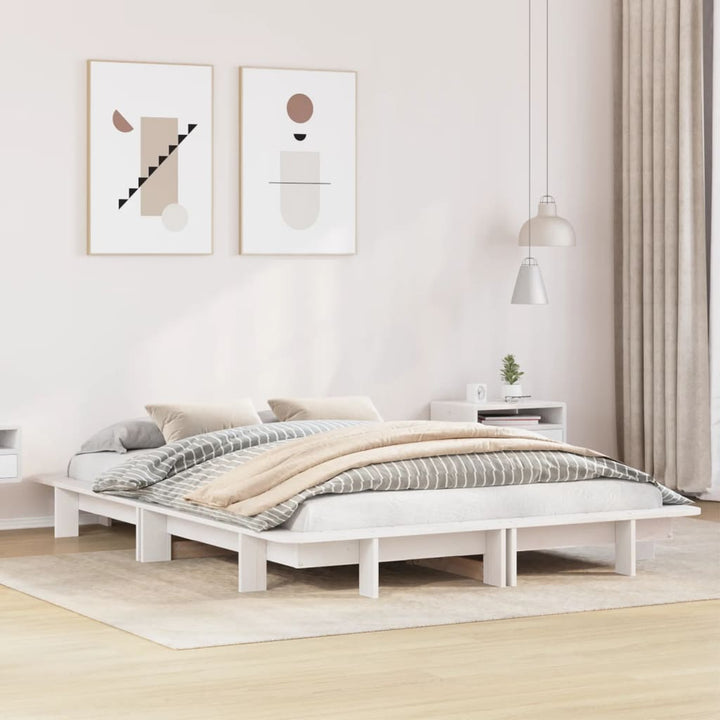 sengeramme uden madras 140x200 cm massivt fyrretræ hvid