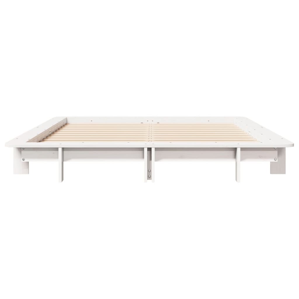 sengeramme uden madras 120x200 cm massivt fyrretræ hvid