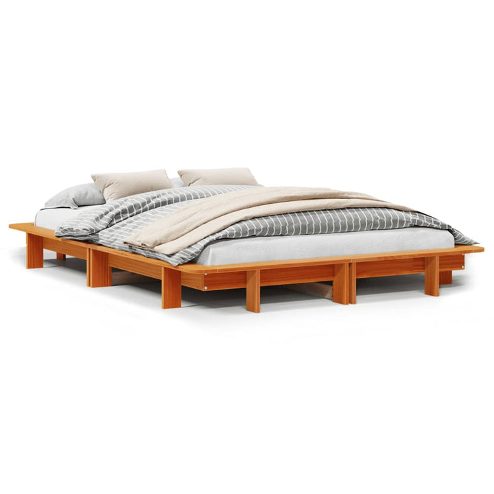 sengeramme uden madras 120x200 cm massivt fyrretræ gyldenbrun